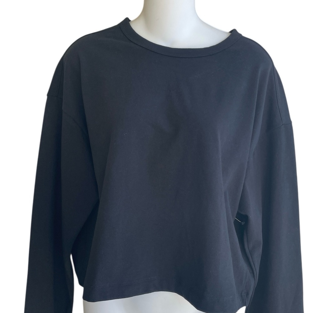 GAP Black Cropped Long Sleeved T-Shirt Top Oversized Cotton Woman's S Tall New